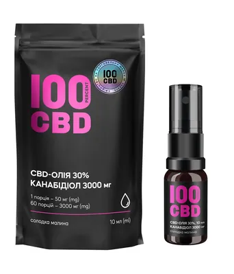 Канабідіол 100%CBD Олія 30% 3000 мг cbd, солодка малина, спрей оральний, 10 мл