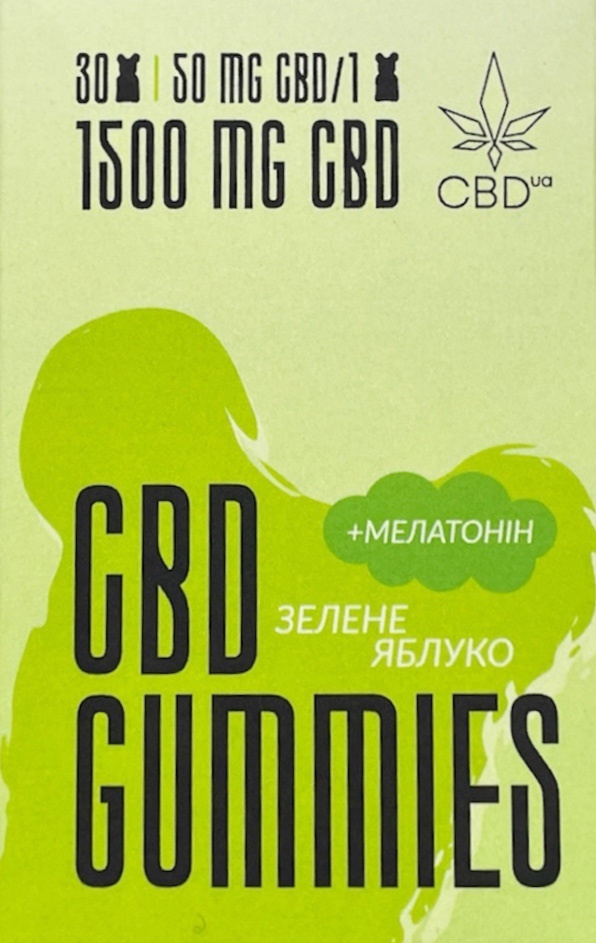 Каннабидиол CBD с мелатонином мишки 50 мг Зеленое яблоко, 30 штук