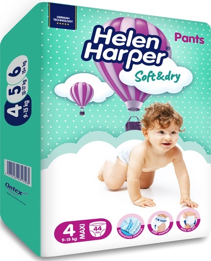 Підгузки-трусики Helen Harper Soft&Dry pants розмір 4 Maxi 9-15 кг, 44 шт