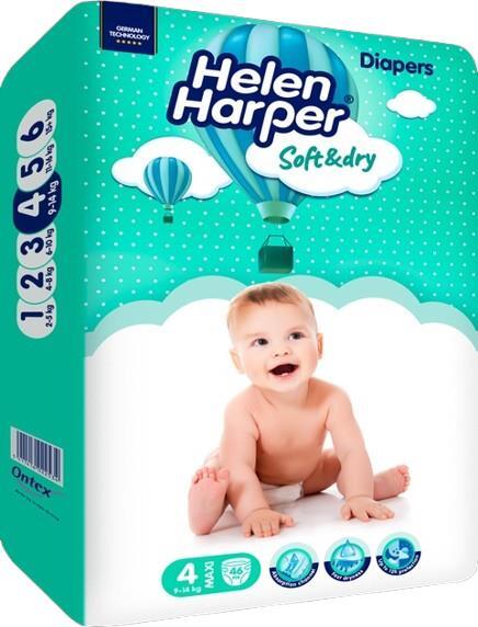 Подгузники Helen Harper Soft&Dry размер 4 Maxi 9-14 кг, 46 шт