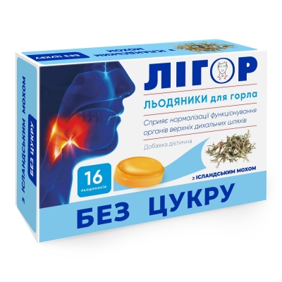 Лигор Леденцы для горла без сахара с исландским мхом №16