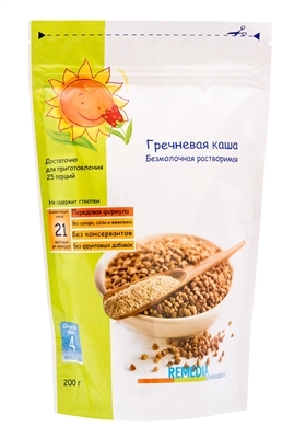 Каша безмолочная Remedia Гречневая, с 4 месяцев, 200 г