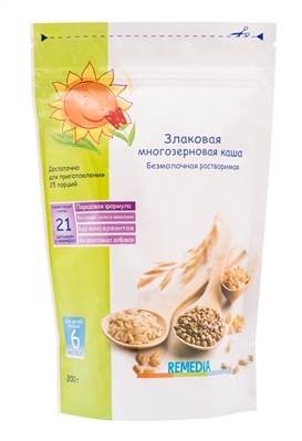Каша безмолочная Remedia Многозерновая, с 6 месяцев, 200 г