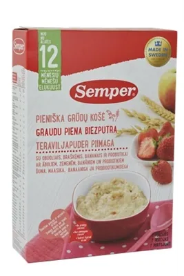 Каша молочна Semper Мультизлакова з фруктами, ягодами і пробіотиками, з12 місяців, 250 г