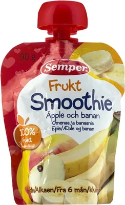 Пюре фруктове Semper Смузі яблуко-банан, 90 г