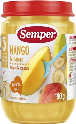 Пюре фруктове Semper Манго-банан, 190 г