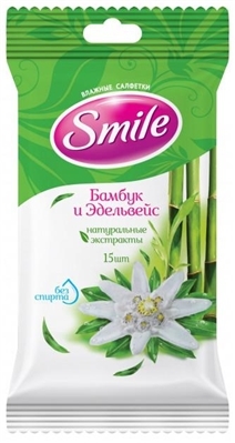 Салфетки влажные Smile Daily Бамбук и Эдельвейс, 15 шт