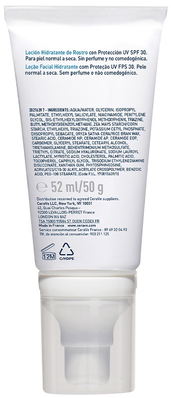 Крем для лица CeraVe SPF30 дневной для нормальной и сухой кожи, 52 мл