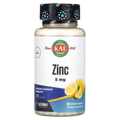 Цинк KAL Zinc вкус лимона 5 мг, 60 таблеток