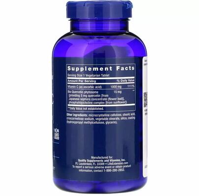 Витамин С+ био-кверцетин Life Extension Vitamin C and Bio-Quercetin Phytosome, 250 вегетарианских таблеток