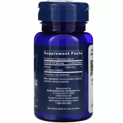 Литий Life Extension Lithium 1000 мкг, 100 капсул