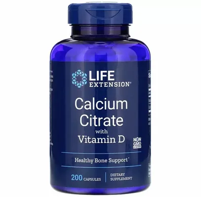 Кальцію цитрат з вітаміном Д Life Extension Calcium Citrate with Vitamin D, 200 капсул
