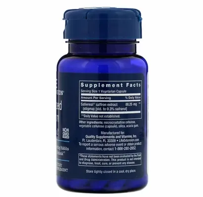 Шафран Life Extension Optimized Saffron with Satiereal, 60 капсул