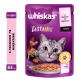Корм влажный Whiskas для взрослых кошек с лососем и морковью в соусе, 85 г