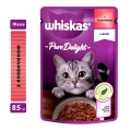 Корм вологий Whiskas для дорослих котів з яловичиною в желе, 85 г