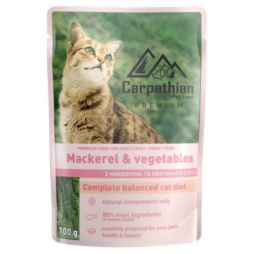 Корм влажный для кошек Carpathian Pet Food Макрель с овощами в соусе, 100 г