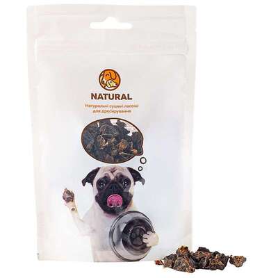 Ласощі для собак Natural Печінка яловича для дресирування максі шматки, 100 г