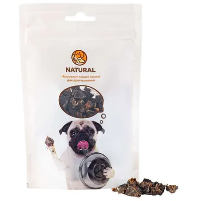 Ласощі для собак Natural Печінка яловича для дресирування максі шматки, 100 г