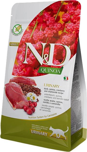 Корм сухий Farmina N&D Quinoa Urinary беззерновий для дорослих кішок профілактика сечокам'яної хвороби, качка, кіноа, журавлина та ромашка, 1,5 кг