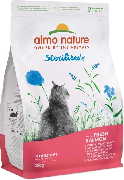 Корм сухой Almo Nature Holistic Cat для взрослых стерилизованных кошек со свежим лососем, 2 кг