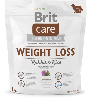 Корм сухой для собак с лишним весом Brit Care Weight Loss Rabbit & Rice, 1 кг