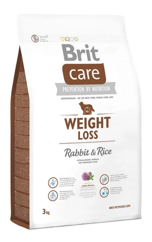 Корм сухой для собак с лишним весом Brit Care Weight Loss Rabbit & Rice, 3 кг