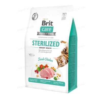 Корм сухий для стерилізованих котів Brit Care Cat GF Sterilized Urinary Health з куркою, 2 кг
