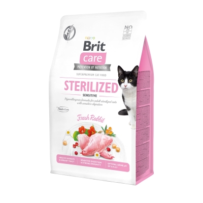 Корм сухий для стерилізованих котів з чутливим травленням Brit Care Cat GF Sterilized Sensitive з кроликом, 0.4 кг