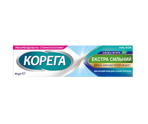 Крем Корега (Corega) для фиксации зубных протезов Экстра сильный Свежая мята, 40 г
