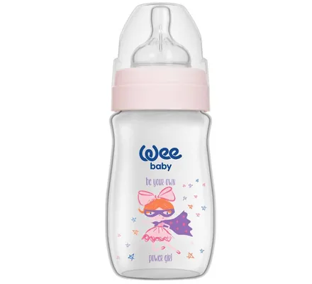 Пляшечка для годування Wee Baby Classic Plus PP з широкою шийкою, силіконова соска №1, 250 мл