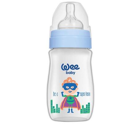 Пляшечка для годування Wee Baby Classic Plus PP з широкою шийкою, силіконова соска №1, 250 мл