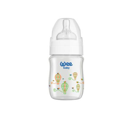 Пляшечка для годування Wee Baby Classic Plus скляна термостійка з широкою шийкою, силіконова соска №1, 120 мл