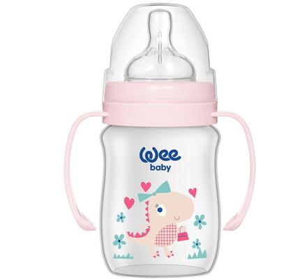 Пляшечка для годування Wee Baby Classic Plus PP з широкою шийкою з ручками, силіконова соска №1, 150 мл