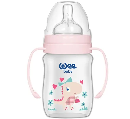 Пляшечка для годування Wee Baby Classic Plus PP з широкою шийкою з ручками, силіконова соска №1, 150 мл