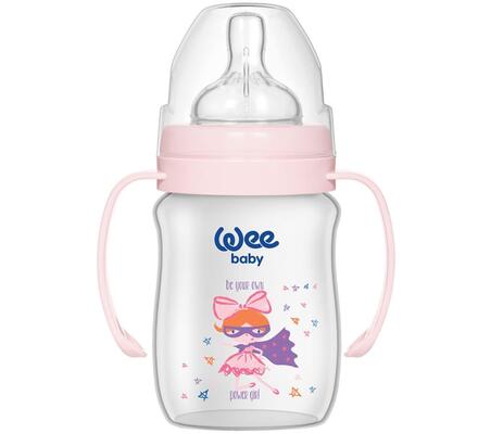 Пляшечка для годування Wee Baby Classic Plus PP з широкою шийкою з ручками, силіконова соска №1, 150 мл
