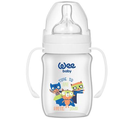 Пляшечка для годування Wee Baby Classic Plus PP з широкою шийкою з ручками, силіконова соска №1, 150 мл