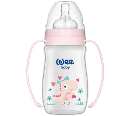 Пляшечка для годування Wee Baby Classic Plus PP з широкою шийкою з ручками, силіконова соска №1, 250 мл