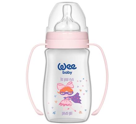 Бутылочка для кормления Wee Baby Classic Plus PP с широким горлышком с ручками, силиконовая соска №1, 250 мл