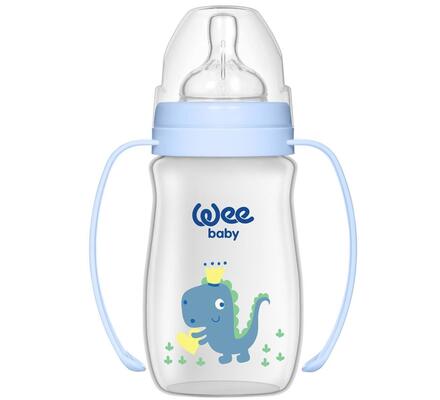 Бутылочка для кормления Wee Baby Classic Plus PP с широким горлышком с ручками, силиконовая соска №1, 250 мл