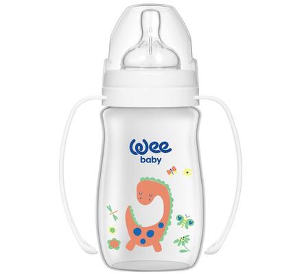 Бутылочка для кормления Wee Baby Classic Plus PP с широким горлышком с ручками, силиконовая соска №1, 250 мл