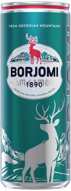 Вода мінеральна Borjomi газована, банка, 0,33 л