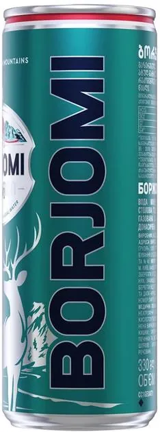 Вода мінеральна Borjomi газована, банка, 0,33 л