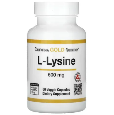 L-Лізин California Gold Nutrition L-Lysine 500 мг вег. капсули №60