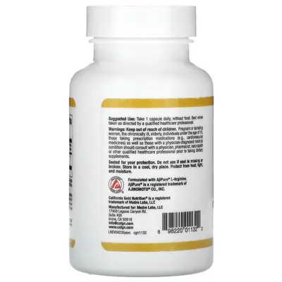 L-Лізин California Gold Nutrition L-Lysine 500 мг вег. капсули №60