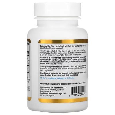 Докозагексаєнова кислота California Gold Nutrition DHA 700 м'які капсули №30