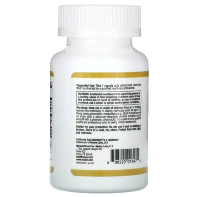 Залізо California Gold Nutrition Iron 36 мг вег. капсули №90