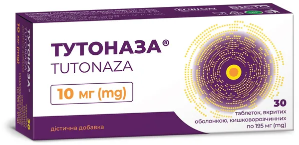Тутоназа таблетки, вкриті оболонкою, кишковорозчинні по 10 мг №30 (10х3)