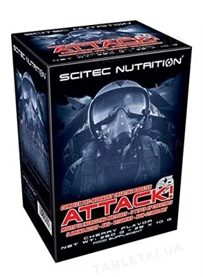 Креатин перед тренуванням Scitec Nutrition ATTACK 2.0 вишня, 25 * 10 г