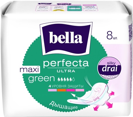 Прокладки гигиенические Bella Perfecta Ultra Maxi Green Silki Drai, 8 шт