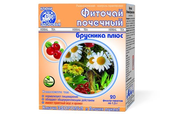 Фиточай Ключи Здоровья Почечный Брусника Плюс по 1,5 г №20 в фил.-пак.